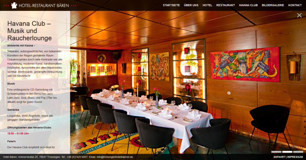 Neue Webseite mit Suchmaschinenoptimierung und Responsive Design für das Hotel-Restaurant Bären in Trossingen
