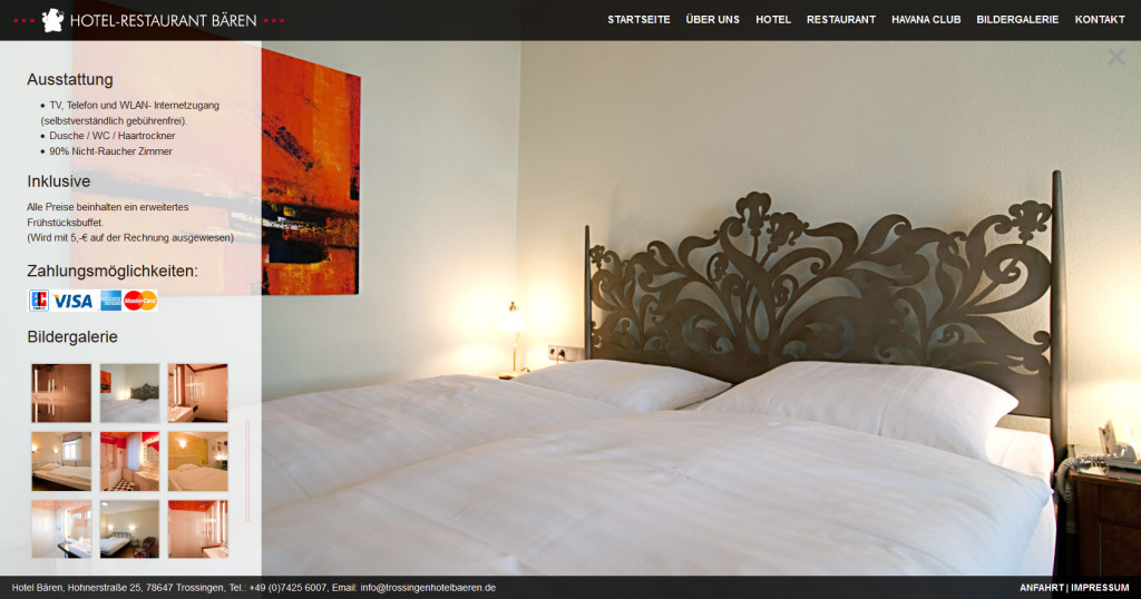 Neue Webseite mit Suchmaschinenoptimierung und Responsive Design für das Hotel-Restaurant Bären in Trossingen